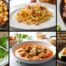 Kolaž sa šest fotografija brzih recepata: brzi gulaš s tjesteninom, pasta karbonara, pileća krilca s medom, teleće džigerice, pileći paprikaš i zapečene tikvice.